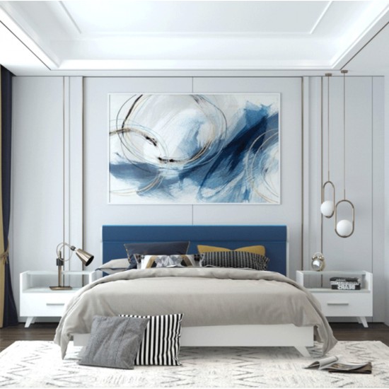 Modern Upholstered Blue Queen Bedroom
